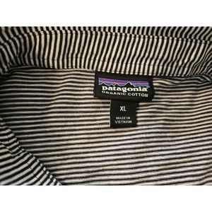 Patagonia Organic Cotton Polo Men's XL Short Sleeve Black And White Stripes